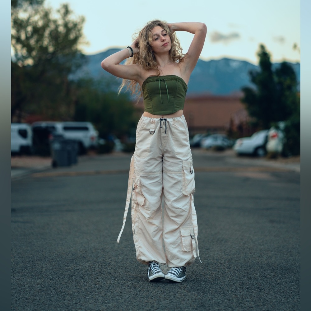 Cream colored parachute pants size small (Pacsun)